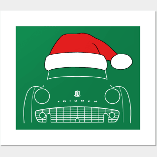 Triumph TR3 classic car Christmas hat edition white Posters and Art